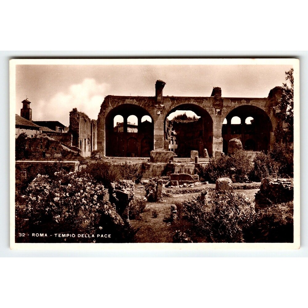 The Rome Temple Ruins Roma Tempio Della Pace RPPC Real Photo Postcard Fotocelere
